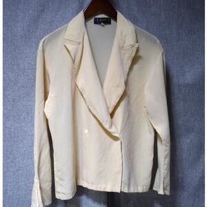 Montana Claude Montana Paris Ivory Silk Crepe Jacket Blouse L